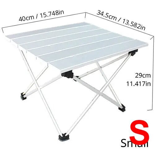 UltraPort Compact Camp Table Outdoor Folding Table, Portable Camping Side Table made of Ultralight Aluminum. Ideal for Camping, Picnics, and Beach Trips - Delicate Leather