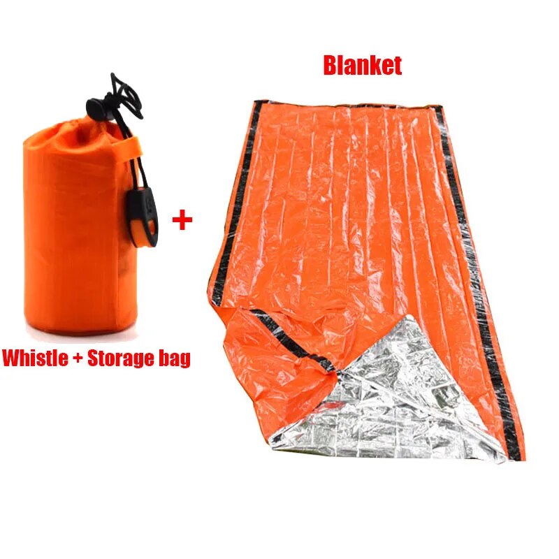 Portable Waterproof Emergency Survival Sleeping Bag: Essential Outdoor EDC Camping Gear, Thermal Sack First Aid Rescue Kit with Mylar Blanket - Delicate Leather