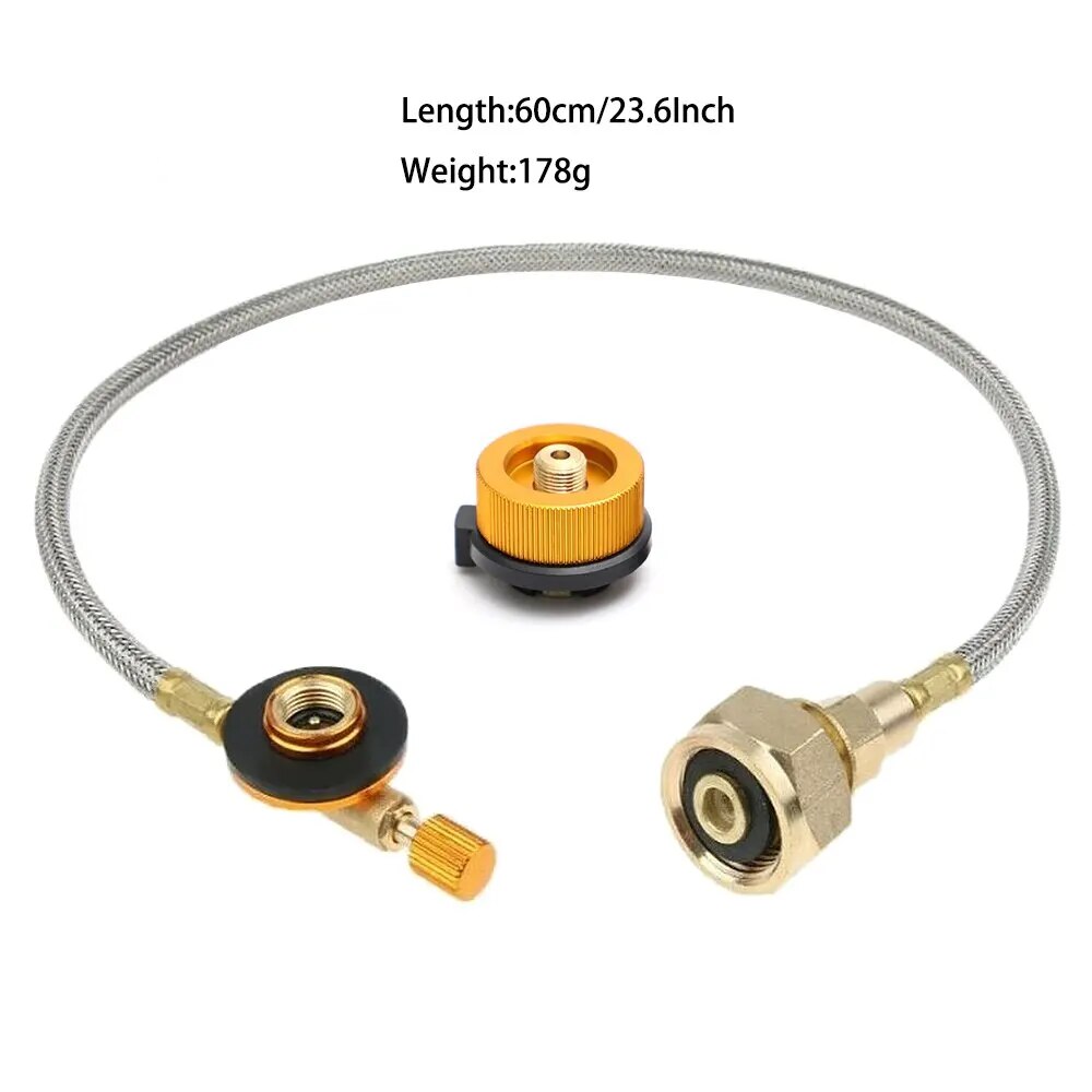Outdoor Camping Gas Stove Propane Refill Adapter: Cylinder Converter Filling Tank Coupler Accessories for Convenient Gas Refills - Delicate Leather