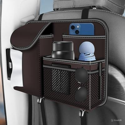 Four Layers Design Auto Seat Storage Bag Large Capacity Organizers Nappa Leather Car Backseat Organizer - Delicate Leather