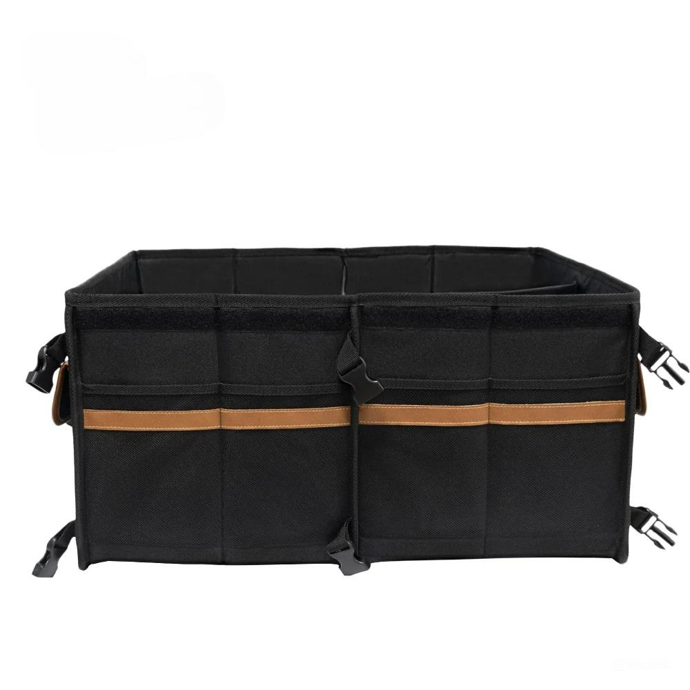 300D Oxford Folding Box Big Capacity Multifunction Cooler Car Trunk Organizer - Delicate Leather