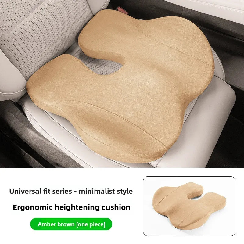 U-Shape Memory Foam Seat Cushion – Breathable Universal Car Seat Pad with Non-Slip Base - Delicate Leather