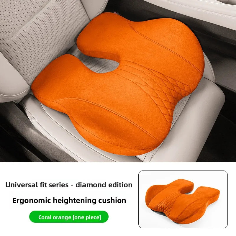U-Shape Memory Foam Seat Cushion – Breathable Universal Car Seat Pad with Non-Slip Base - Delicate Leather