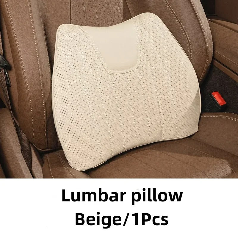 Breathable Nappa Leather Driver Seat Cushion & Waist Pillow - Ergonomic Comfort for BMW Interiors - Delicate Leather