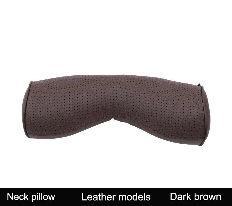 Volvo Car Neck Rest Pillow – Perforated Leather Memory Foam Cushion for Travel Comfort
