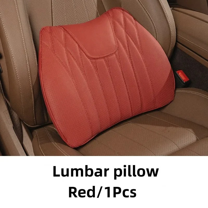 Breathable Nappa Leather Driver Seat Cushion & Waist Pillow - Ergonomic Comfort for BMW Interiors - Delicate Leather