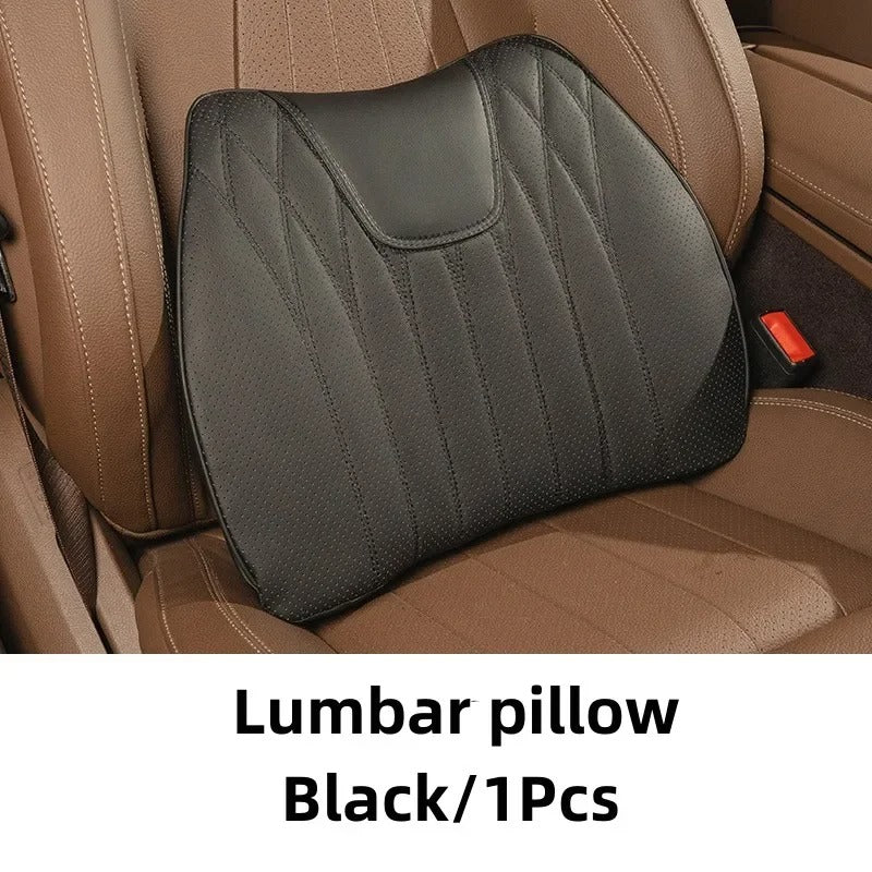 Breathable Nappa Leather Driver Seat Cushion & Waist Pillow - Ergonomic Comfort for BMW Interiors - Delicate Leather