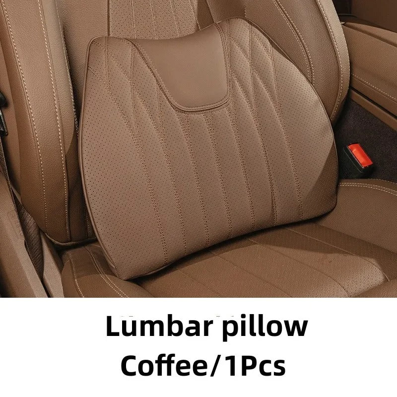 Breathable Nappa Leather Driver Seat Cushion & Waist Pillow - Ergonomic Comfort for BMW Interiors - Delicate Leather