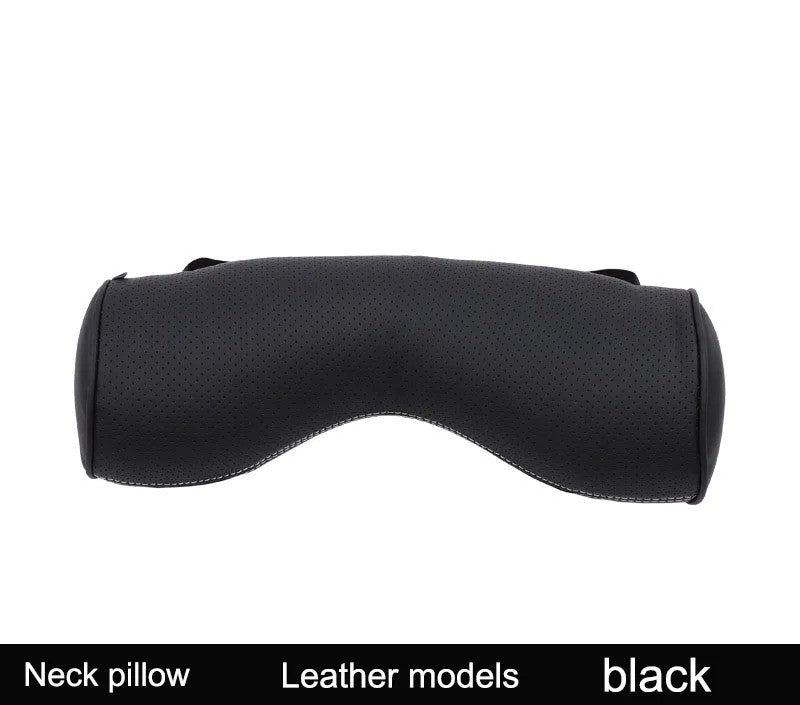 Volvo Car Neck Rest Pillow – Perforated Leather Memory Foam Cushion for Travel Comfort