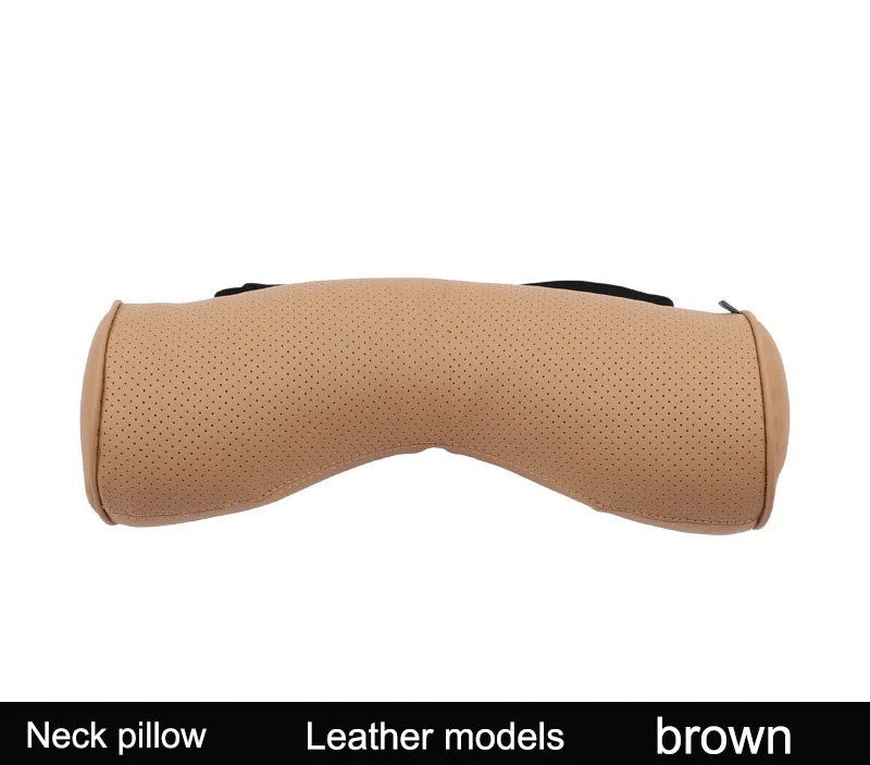 Volvo Car Neck Rest Pillow – Perforated Leather Memory Foam Cushion for Travel Comfort