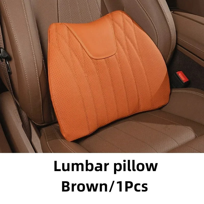 Breathable Nappa Leather Driver Seat Cushion & Waist Pillow - Ergonomic Comfort for BMW Interiors - Delicate Leather