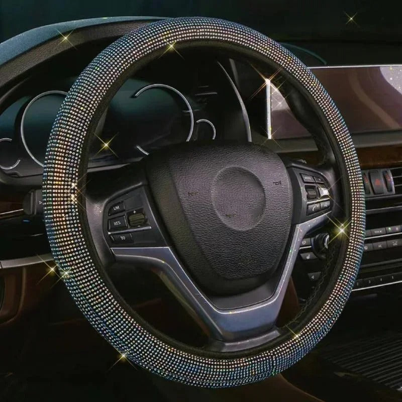Pack 2 Crystal Car Steering Wheel Cover For Women Girls Cute Glitter Steer Wheel Cover Bling Rhinestone Diamond Car Steering Charm Protection, Car Steering Wheel Cover, Car Accessories 04