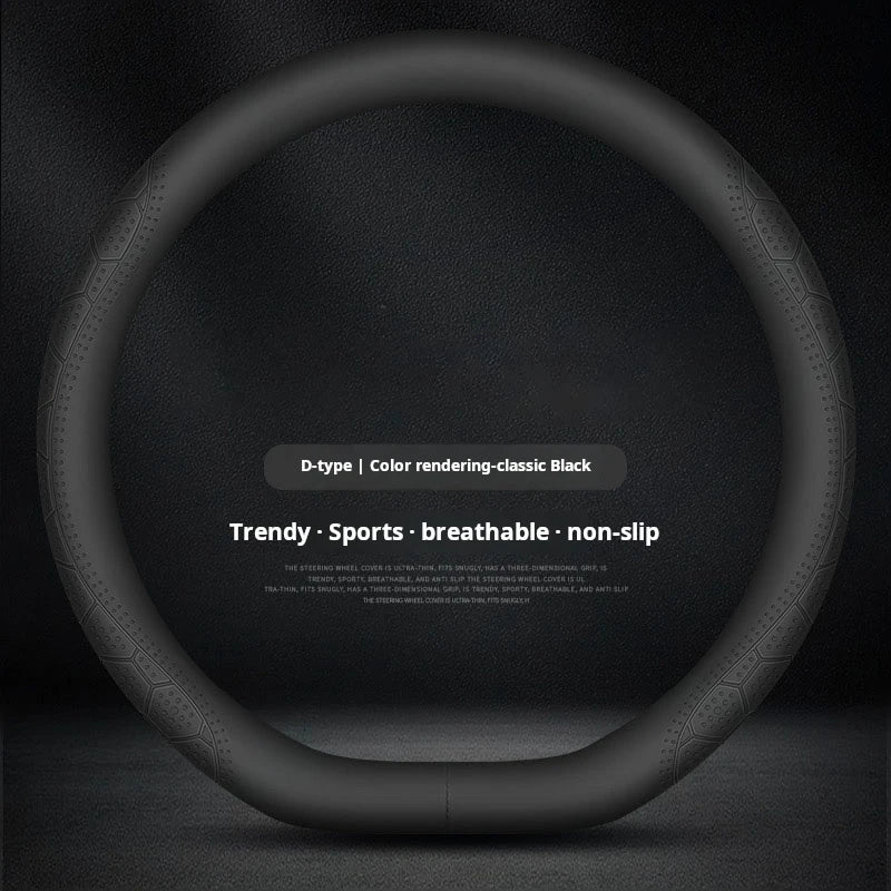 All-Season Universal Steering Wheel Cover – Lightweight Breathable Sweat-Absorbing Non-Slip Protective Wheel Wrap - Delicate Leather