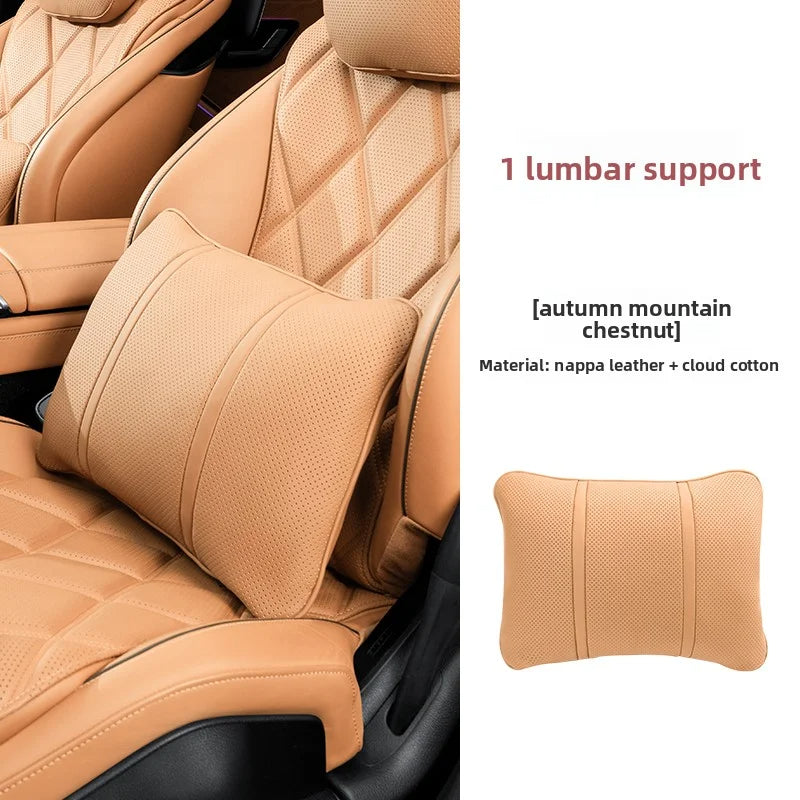 Car Headrest Neck Support Pillow - Adjustable Universal Car Neck and Waist Pillow for Comfortable Travel - Delicate Leather