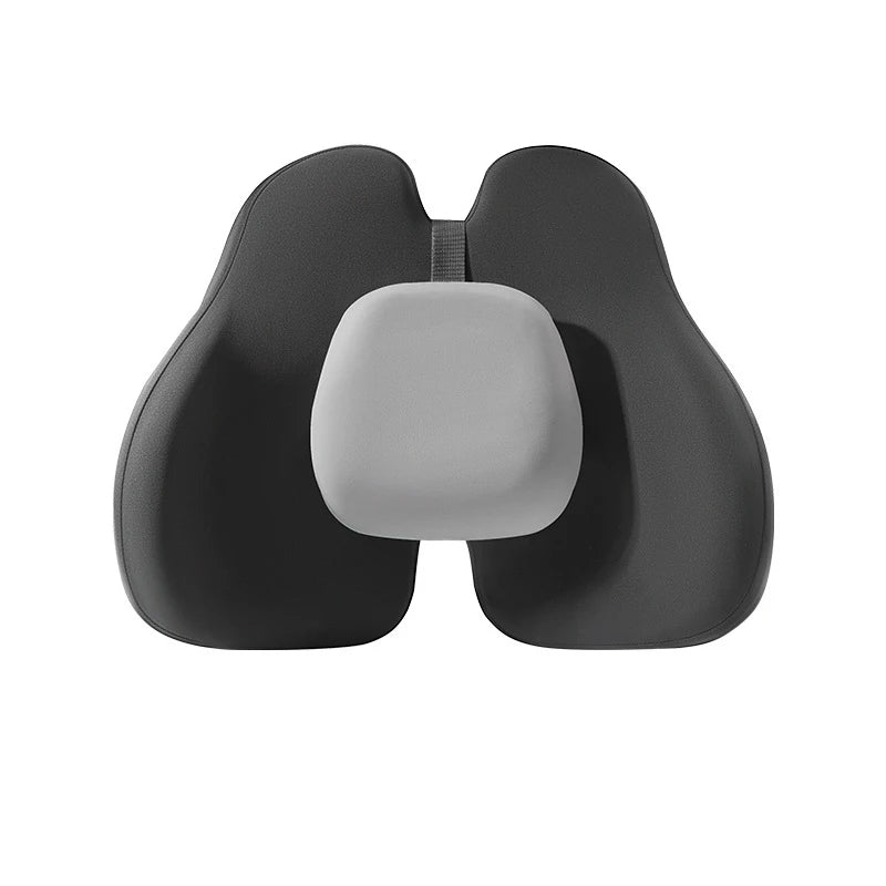 Universal Memory Foam Car Neck Pillow and Lumbar Support – Ergonomic Headrest & Waist Cushion for Driving Comfort - Delicate Leather