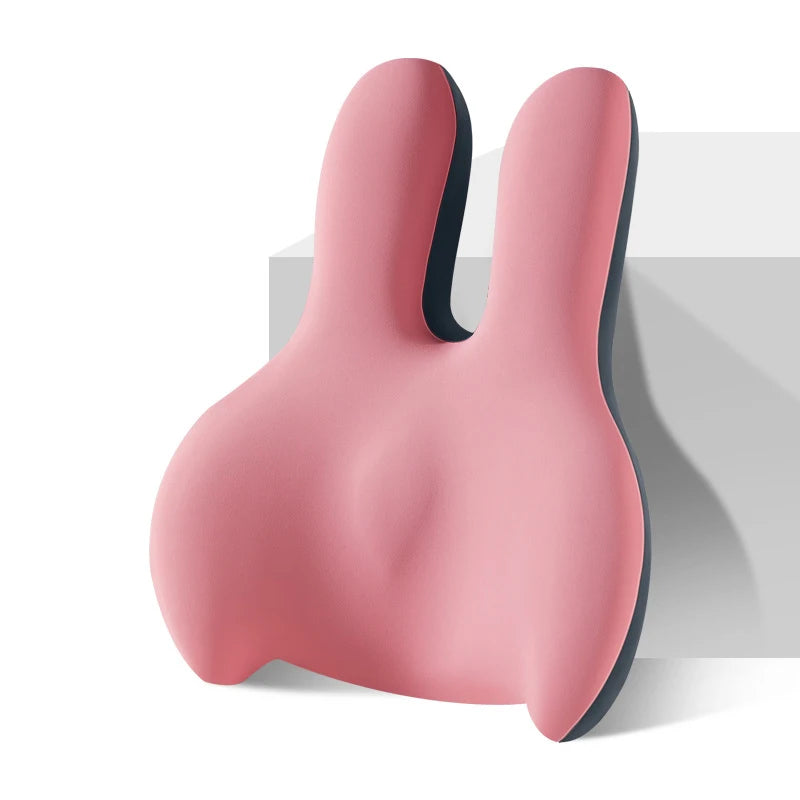 Memory Foam Car Booster Seat Cushion – Cartoon Rabbit Height Pad with Backrest - Delicate Leather