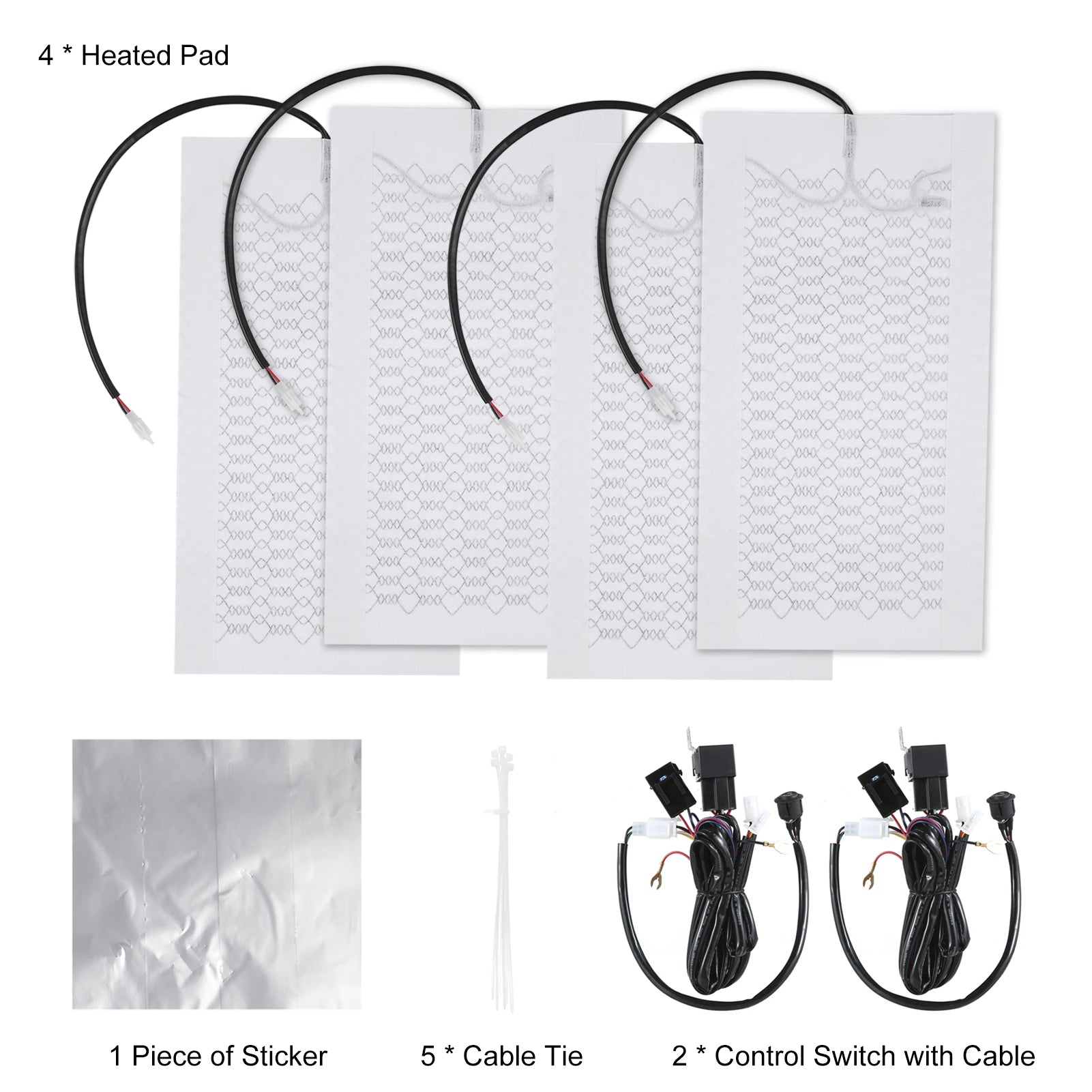 12 V Carbon Fiber Seat Heater Kit for 2 Seats – High / Low Temperature Switch Heated Pads, Universal Seat Heating Cushion Warmer - Delicate Leather