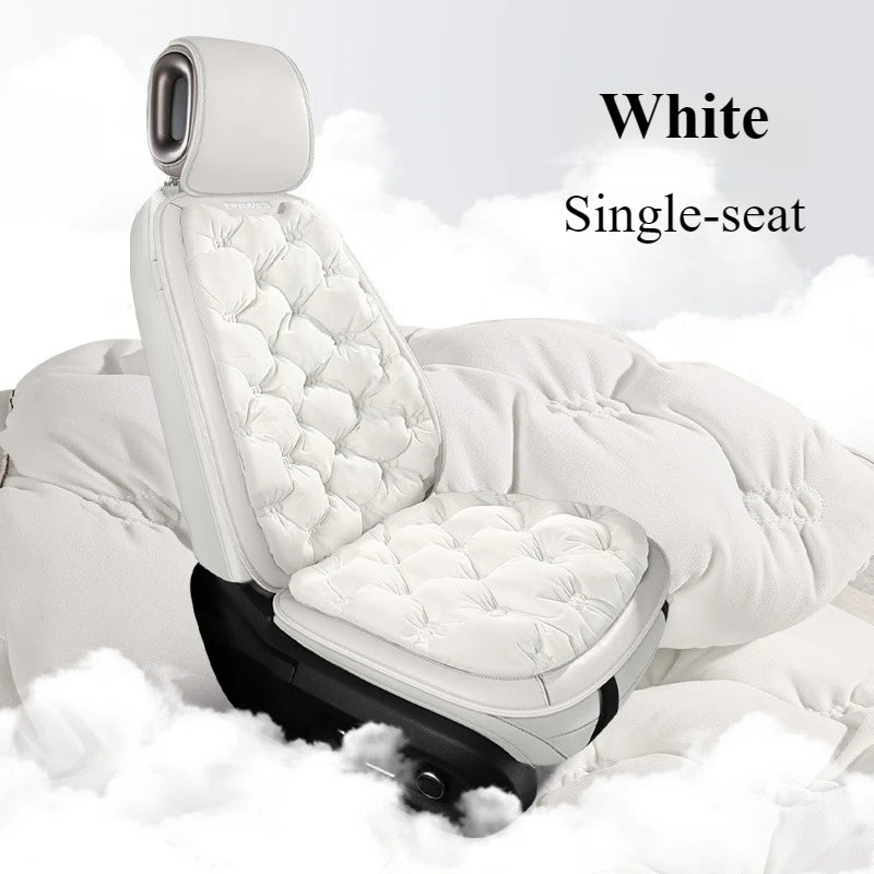 Premium Down Winter Car Seat Cushion – Thick Warm Padding, Universal Fit for Cars, SUVs, and Trucks - Delicate Leather