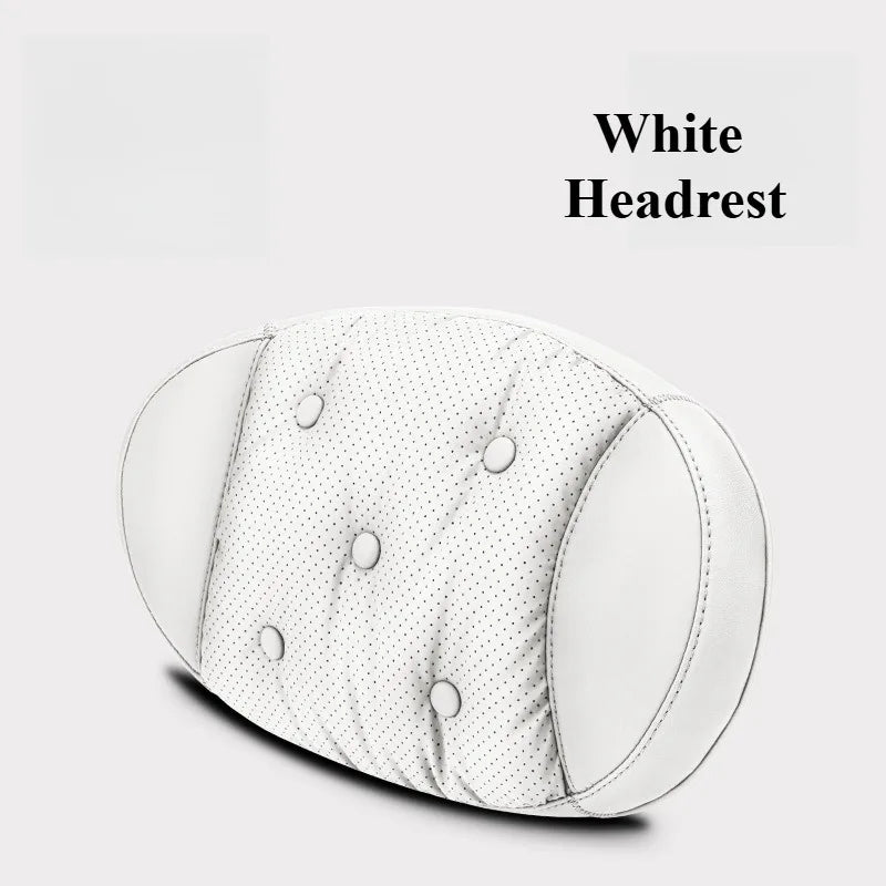 Universal Car Headrest & Lumbar Support Cushion – Nappa Leather Neck and Lumbar Pillows for Comfort - Delicate Leather
