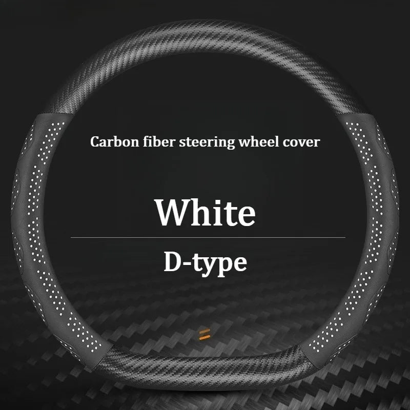 Carbon Fiber Leather Steering Wheel Cover – Universal Anti-Slip Car Steering Protector for Interior Comfort and Grip - Delicate Leather