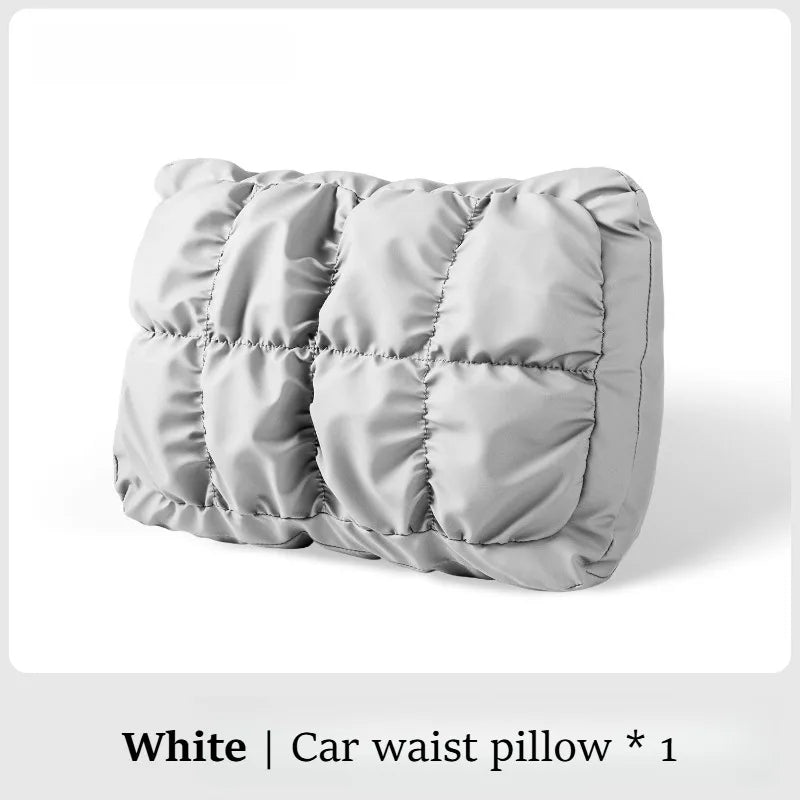 Car Neck Pillow and Lumbar Support Set – Soft Leather Seat Headrest and Back Cushion, Universal Fit - Delicate Leather