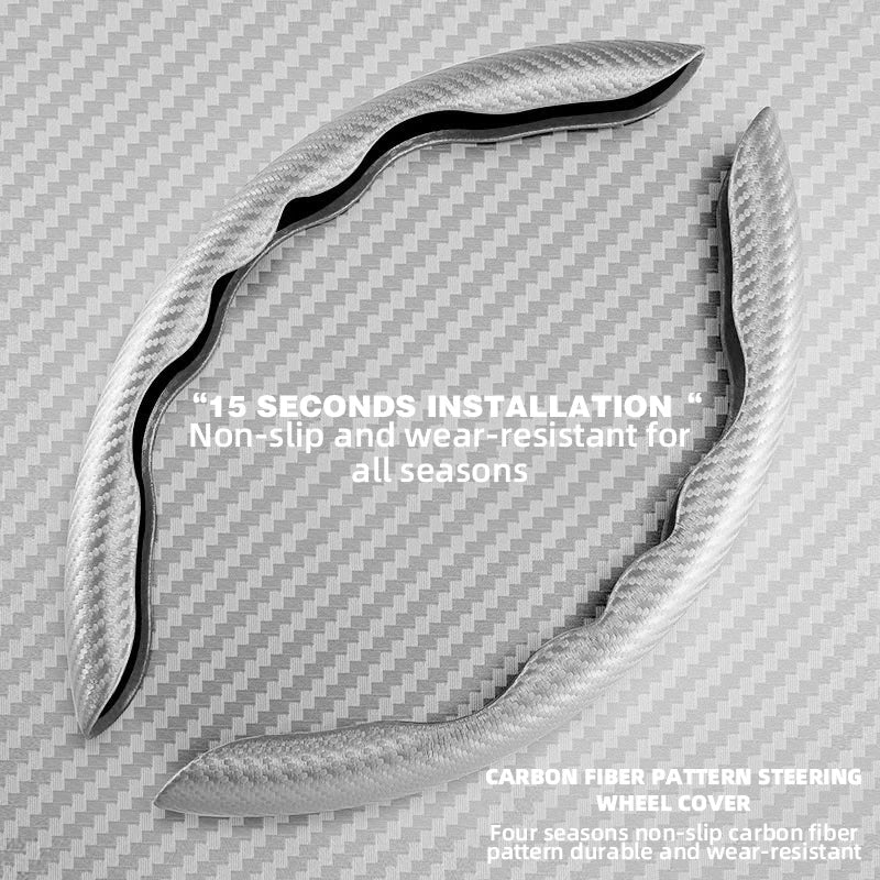 Universal Non-Slip Carbon Fiber Steering Wheel Cover – Anti-Skid Booster Grip for Cars (SP1) - Delicate Leather