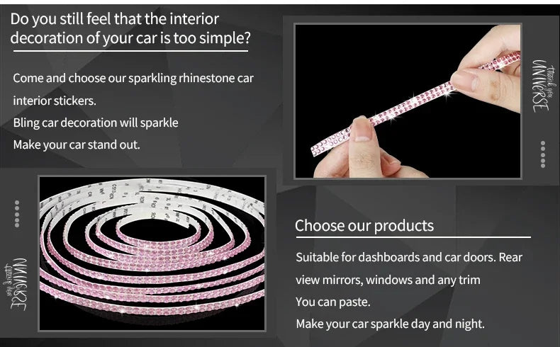5M Bling Car Trim | Self-Adhesive Rhinestone Stickers for Car Interior & Exterior Decoration, Gift For Mother's Day 2025