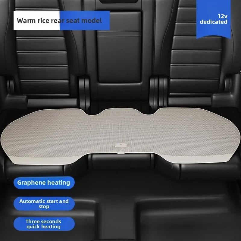 Graphene Heated Car Seat Cushion – Universal 12V/24V Seat Cover with Waist Support for Winter Warmth - Delicate Leather