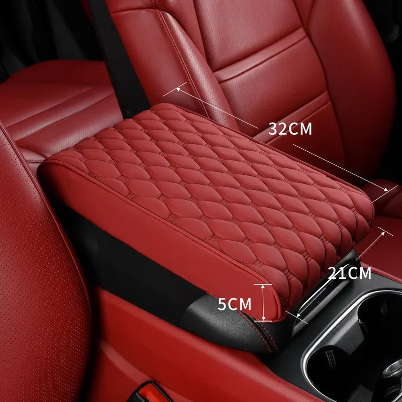 PU Leather Car Armrest Box Cover with Memory Foam – Ergonomic Center Console Armrest Cushion with Storage Pocket - Delicate Leather
