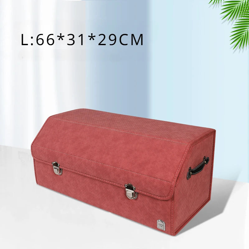 Luxury Suede Leather Car Trunk Organizer – Large Capacity Foldable Storage Box for Vehicle Interior - Delicate Leather