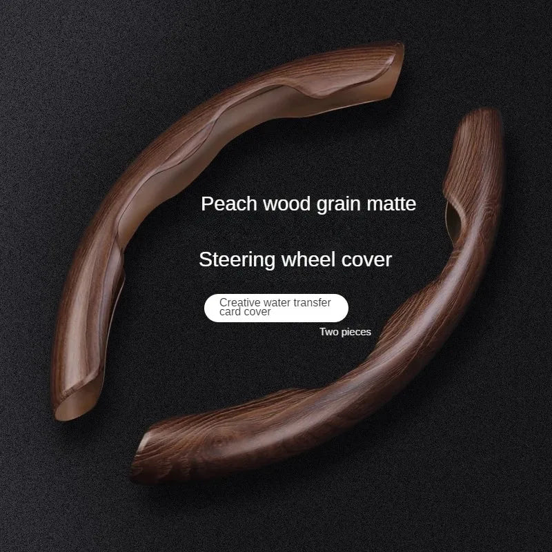 Wood Grain Steering Wheel Cover – Ultra-Thin Carbon Fiber Style Universal Grip Cover - Delicate Leather