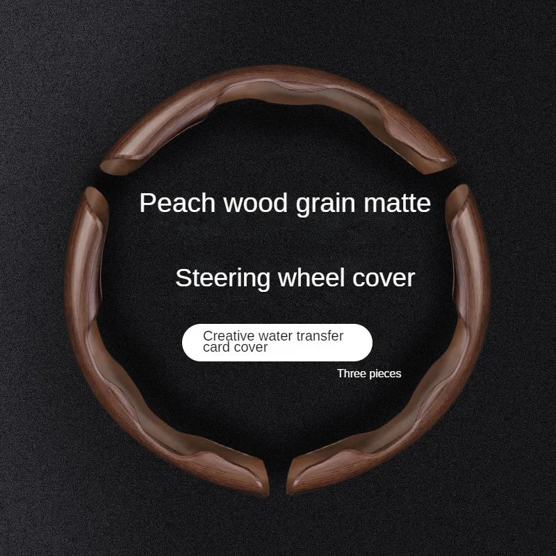 Wood Grain Steering Wheel Cover – Ultra-Thin Carbon Fiber Style Universal Grip Cover - Delicate Leather