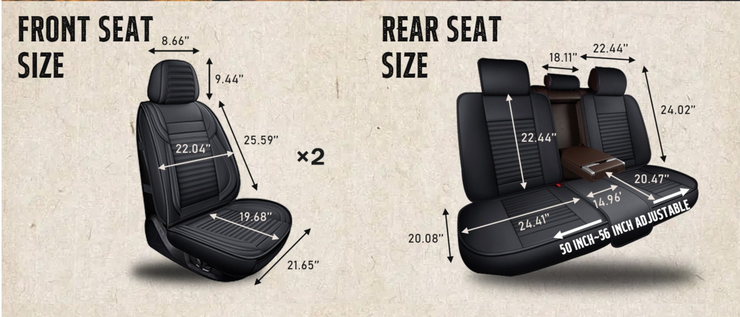 Delicate Leather Car Seat Covers Full Set, Custom For All Cars, Waterproof Leather Front Rear Seat Automotive Protection Cushions - Delicate Leather