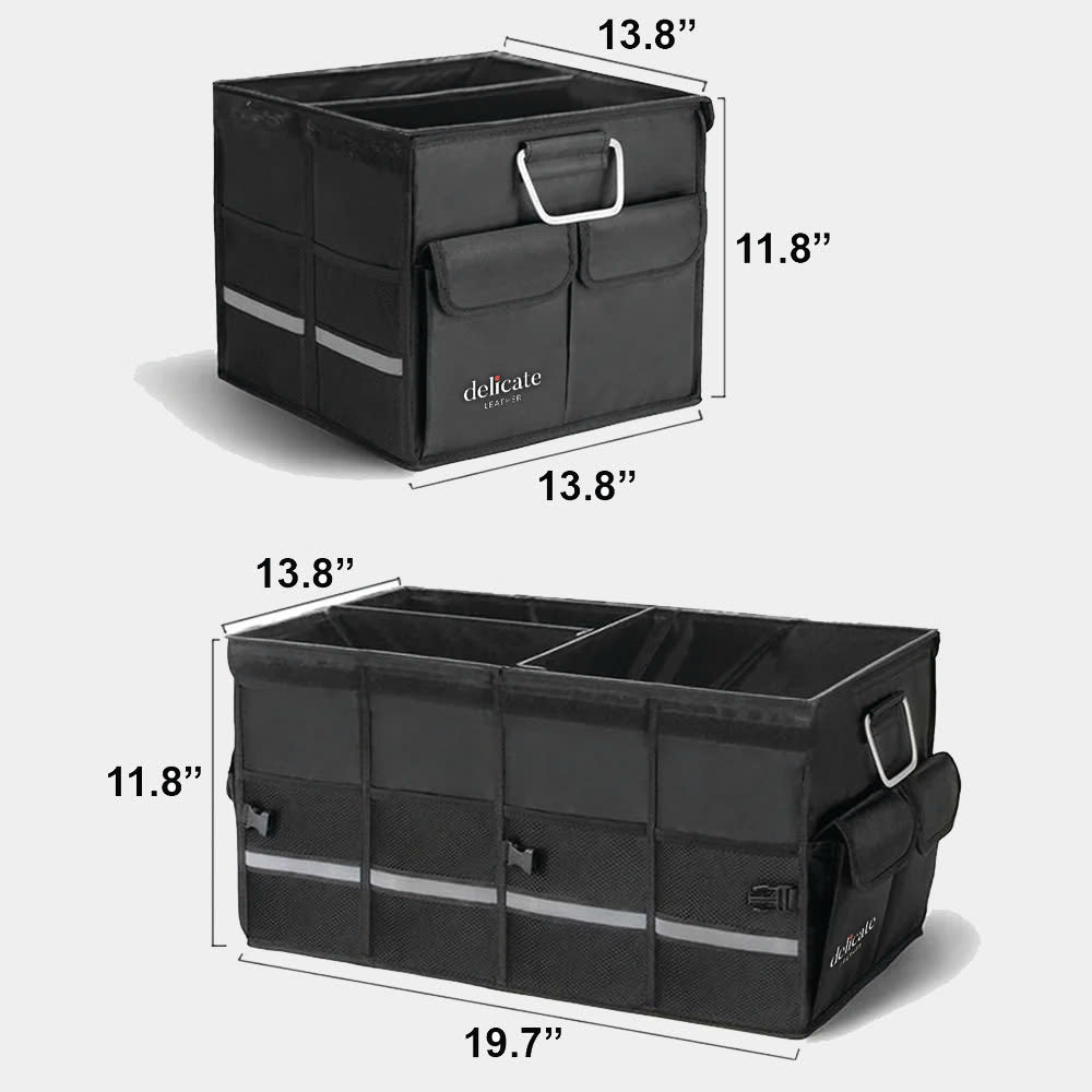 Delicate Leather Big Trunk Organizer, Cargo Organizer SUV Trunk Storage Waterproof Collapsible Durable Multi Compartments - Delicate Leather