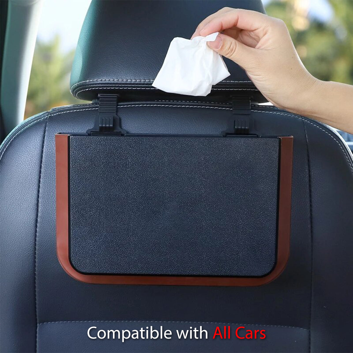 Hanging Waterproof Car Trash can-Foldable, Custom For Your Cars, Waterproof, and Equipped with Cup Holders and Trays. Multi-Purpose, Car Accessories LI11992 - Delicate Leather