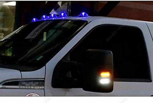 5X Black Smoke Lens Cab Roof Marker Running Lamps w/Blue LED Lights - Delicate Leather