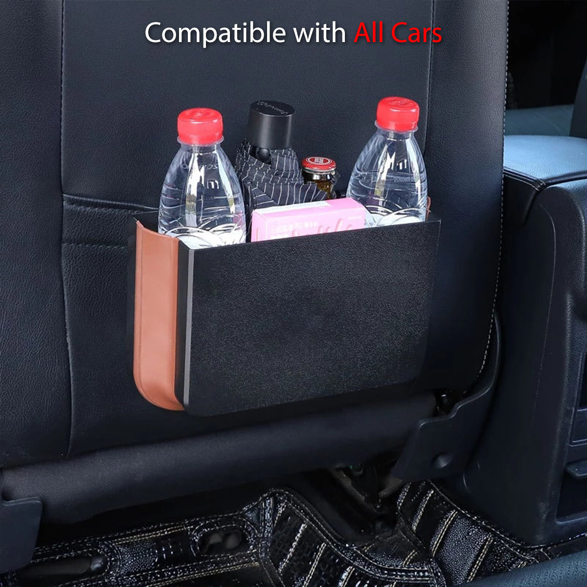 Hanging Waterproof Car Trash can-Foldable, Custom For Your Cars, Waterproof, and Equipped with Cup Holders and Trays. Multi-Purpose, Car Accessories LI11992 - Delicate Leather