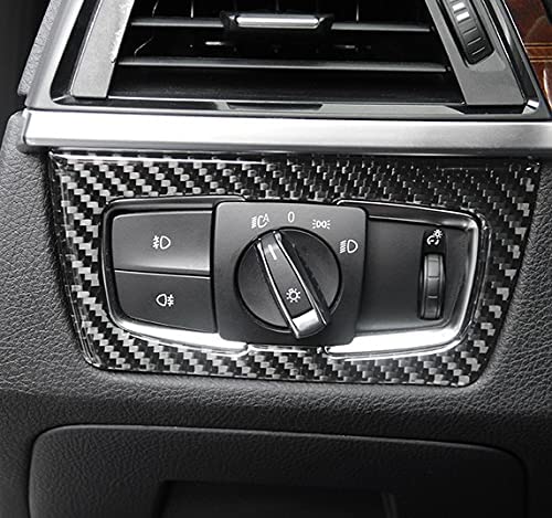 Headlight Switch Button Frame Cover Trim, Real Carbon Fiber, Compatible with BMW 3 Series F30 F31 2012-2018, GT F34 2014-2018, 4 Series F32 F33 F36 2014-2018 (2.24"x2.83") - Delicate Leather