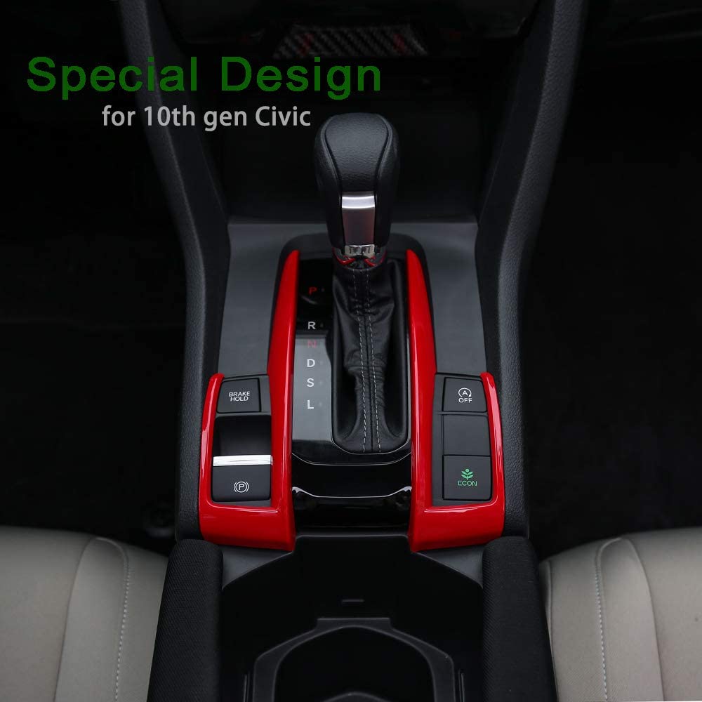 10th Gen Civic Gear Box Trims CVT Automatic Transmission Shift Boots Panel Stickers Compatible with Honda Civic Sedan Hatchback Coupe 2021 2020 2019 2018 2017 2016 - Delicate Leather