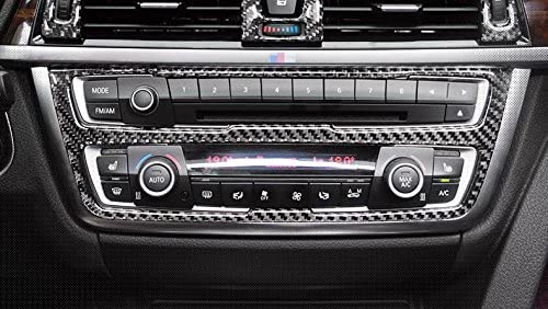 Center Consoles Multimedia CD Control Panel Decoration Frame Cover Trim, Real Carbon Fiber, Compatible with 3 Series F30 F31 2012-2018, GT F34 2014-2018, 4 Series F32 F33 F36 2014-2019 - Delicate Leather