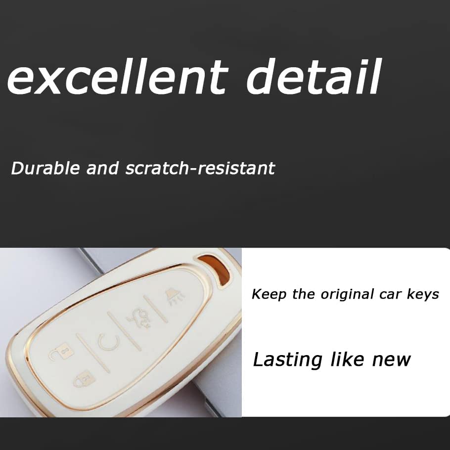 Key fob Cover.Two different materials Chevr keychain Accessories, 5 colors TPU key Cover .for Chevrolet,5 Buttons Smart Key - Delicate Leather
