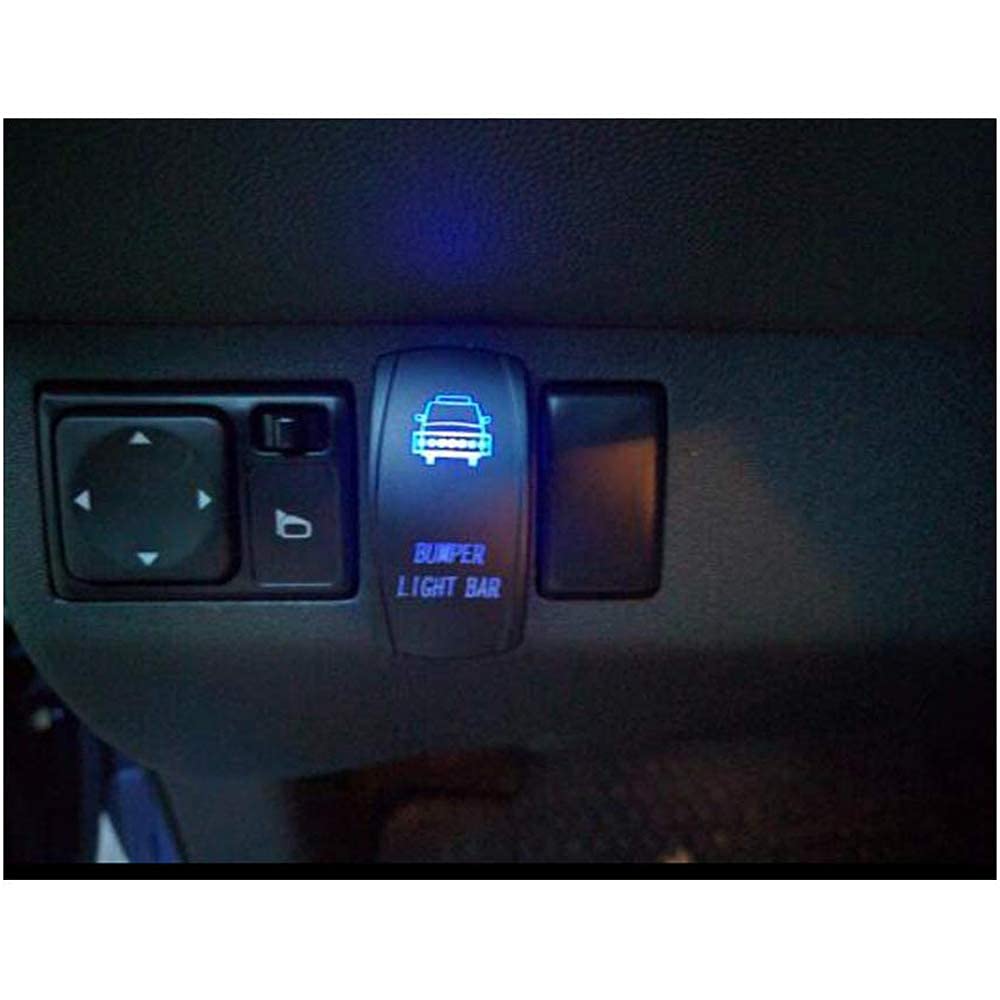 5Pin Backlit Bumper Light Bar Rocker Toggle Switch Kit On/Off Blue LED Light, 20A, 12V Compatible with Most 4x4, Off-Road, SUV, ATV, UTV, Polaris Ranger RZR, Motorsport, Boat, Marine - Delicate Leather