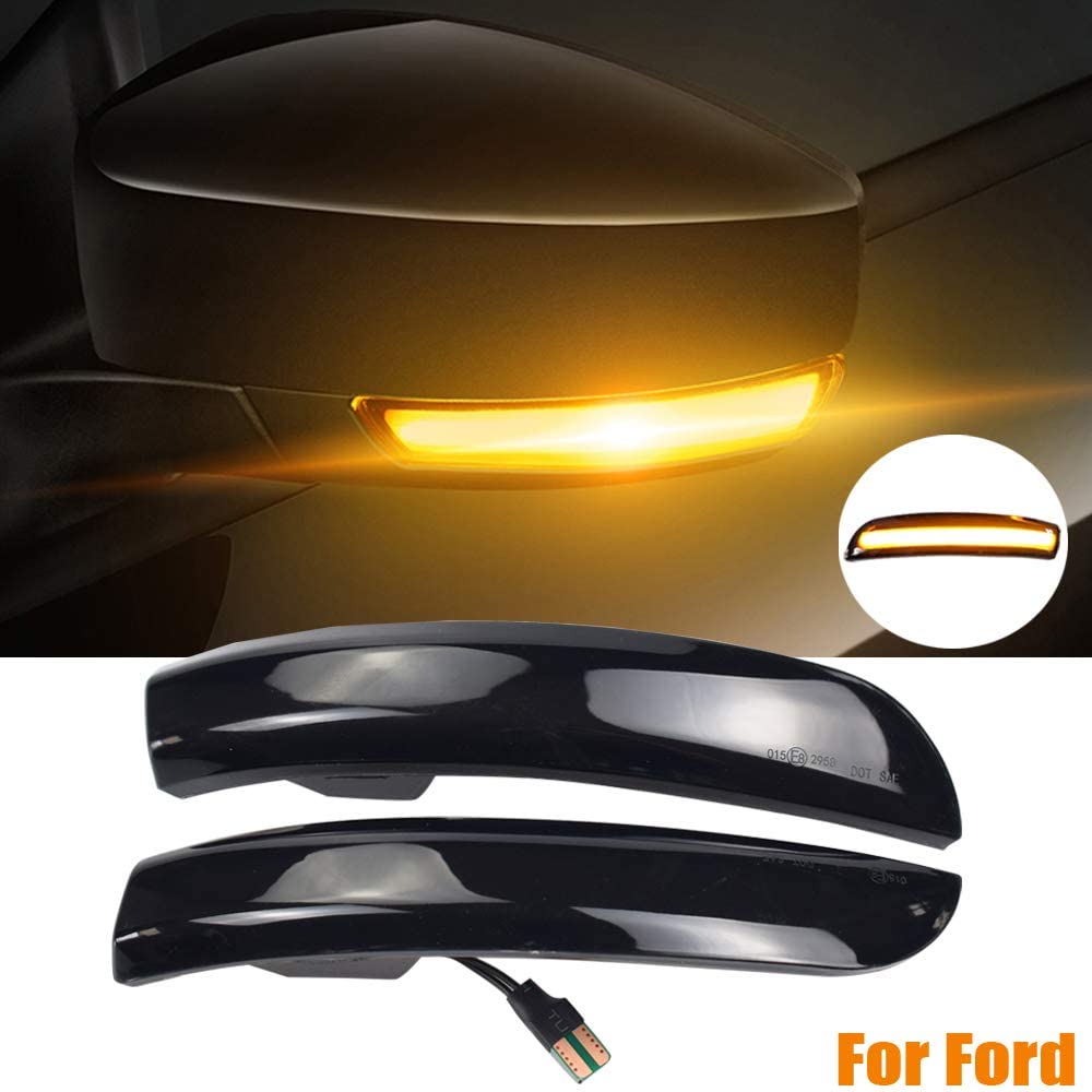 Sequential Dynamic LED Turn Signal Light Side Mirror Marker Lamp accessories Compatible with Ford Escape Ecosport 2013-2018,Focus 2012-2018 ST SE RS,C-Max 2013-2017 - Delicate Leather