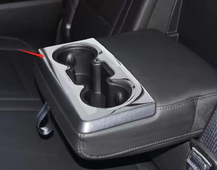 Silverado 1500 2500 3500 2019 2020 2021 Rear Row Rear Chrome Cup Holder Frame Cover Trim 1pcs - Delicate Leather
