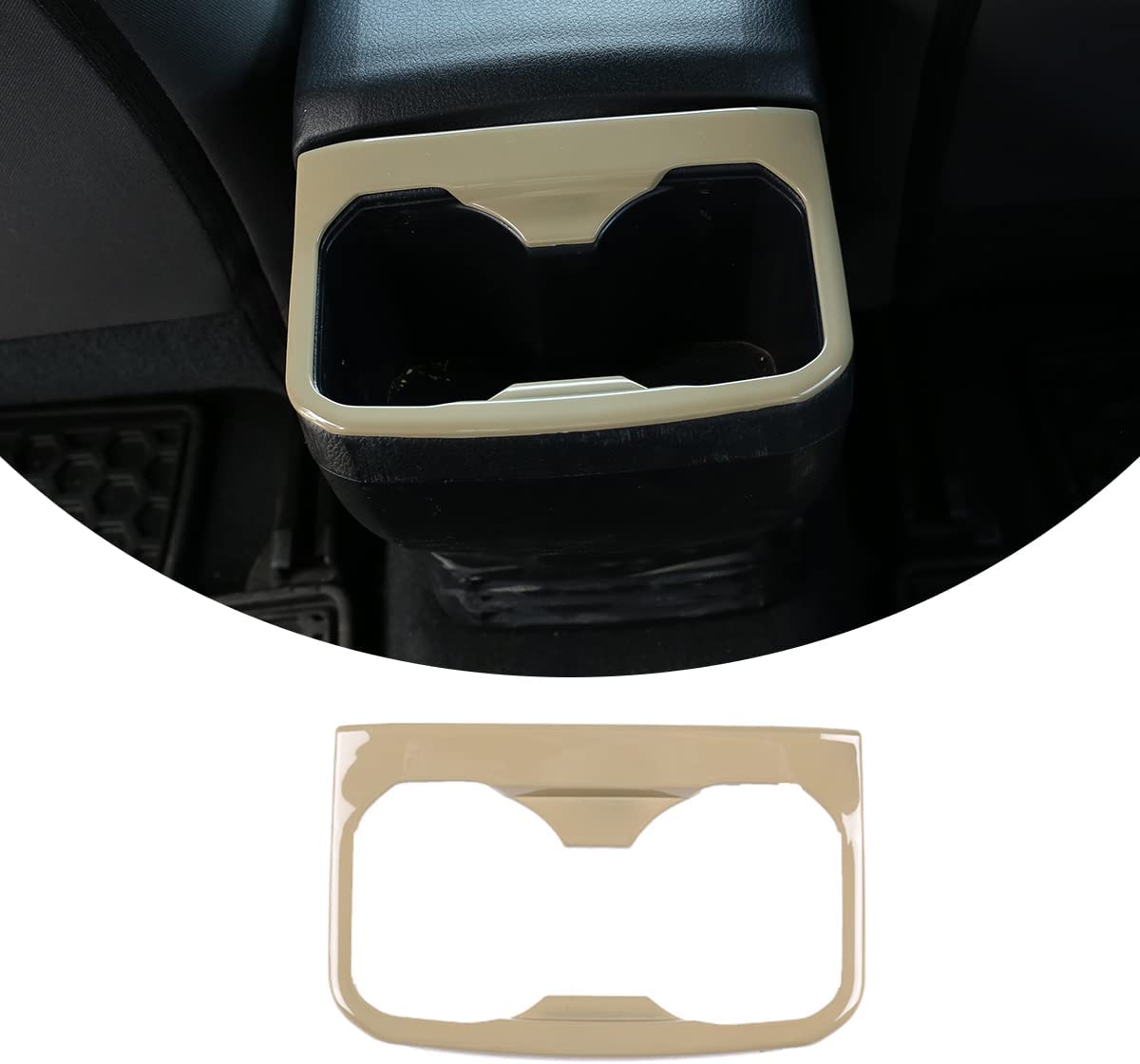 Car ABS Inner Look Interior Rear Seat Armrest Cup Holder Cover Trim Stickers - Delicate Leather