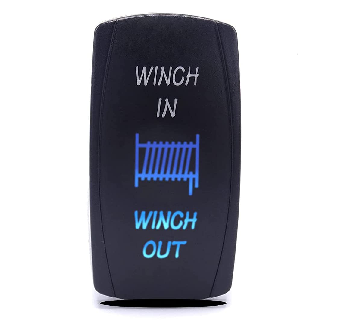 7 Pin Momentary Laser Rocker Switch Winch in/Out Waterproof DC 20A 12V/10A 24V Black Shell/ON-Off-ON DPDT Illuminated Rocker Switch Compatible with Auto Truck Boat Marine Off Road - Delicate Leather