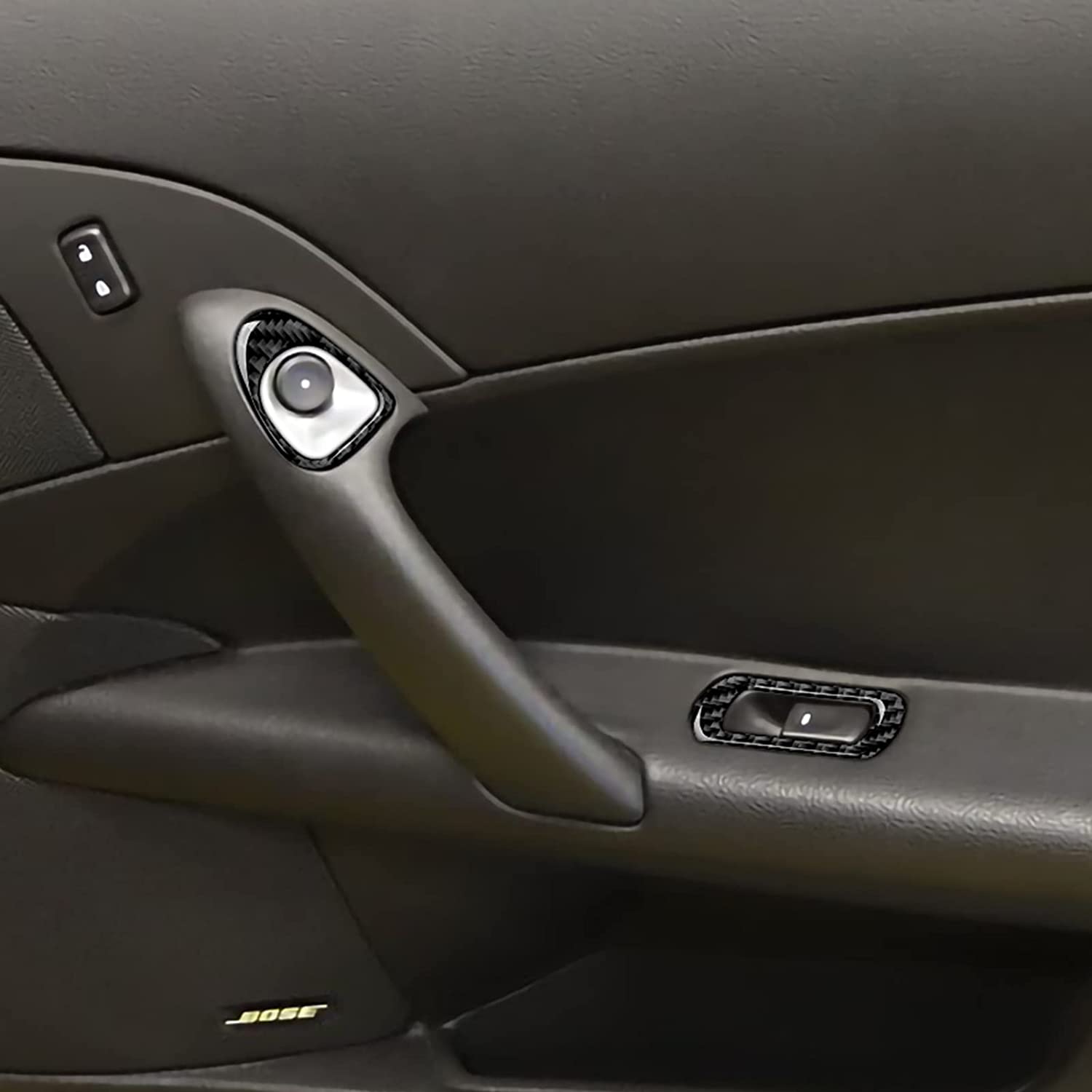 Car Window Lift Switch Panel Sticker Decal Carbon Fiber Interior Trim Cover for C6 2005 2006 2007 Accessories - Delicate Leather