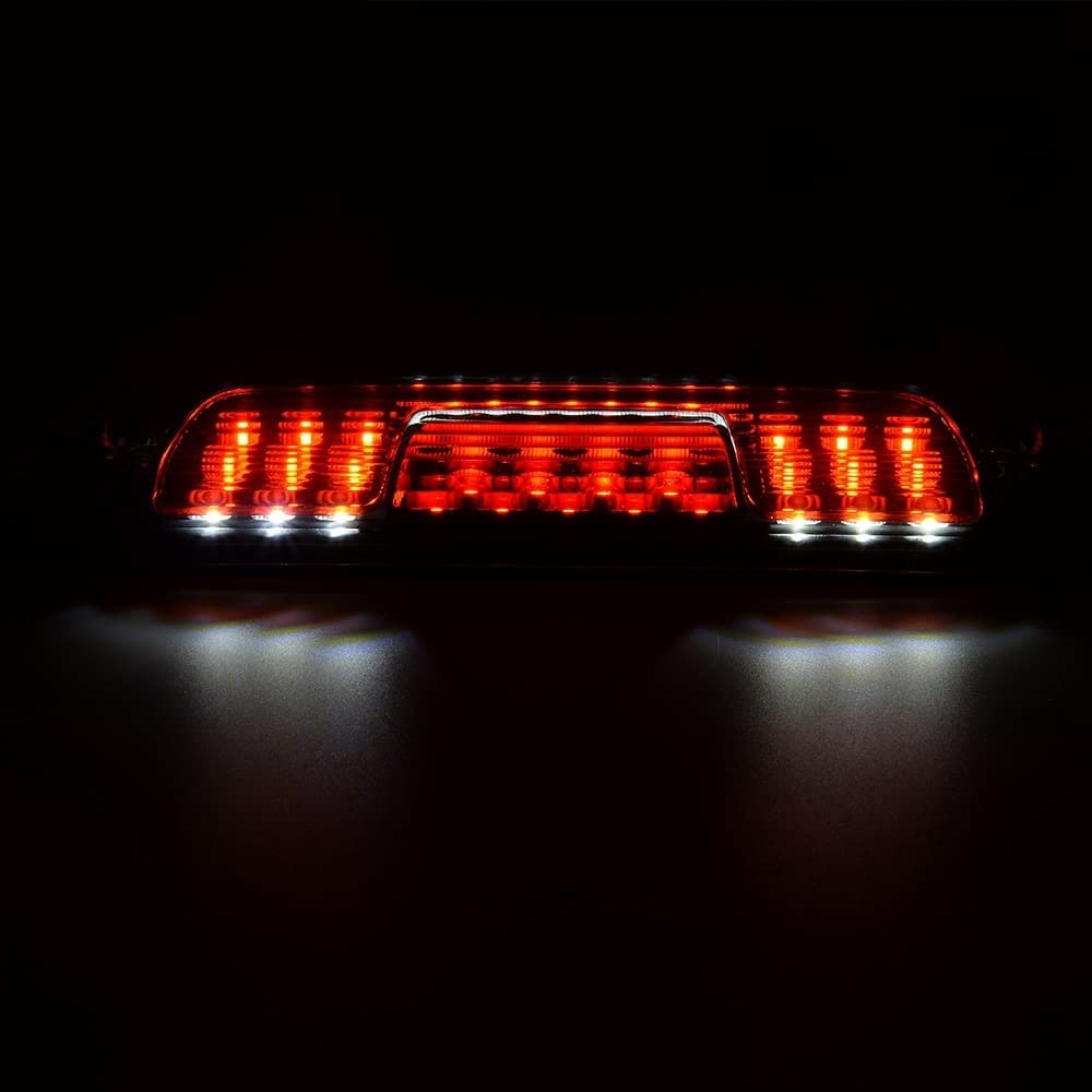 LED 3rd Brake Light, Compatible with 14-18 Silverado 1500 2500HD 3500 3500HD/14-18 GMC Sierra 1500 2500HD Third Brake Stop Lamp Light Clear&Red Lens Black Housing - Delicate Leather