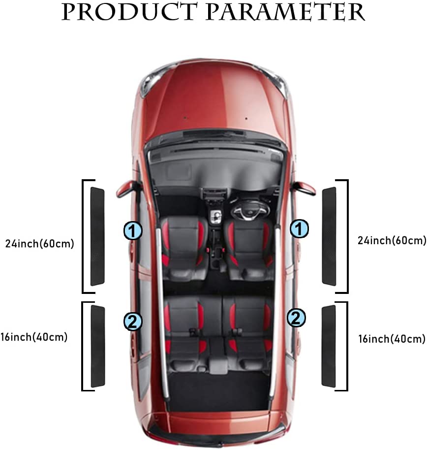4PCS Carbon Fiber for Camaro Door Sill Scratch Protector, Threshold Protection Sticker Reflective Decoration Door Sill Threshold Scratch Pad Film, FJ, Universal Size - Delicate Leather