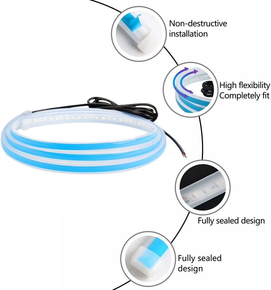 Led Lights for Car, Exterior Lights for Cars 59 Inch Car Hood Led Strip 12V White Car Hood Light Strip Flexible Headlights Waterproof Daytime Running Light Strips Hood Lights for Car, Truck - Delicate Leather